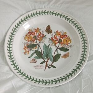 Floral Dinner Plate with Green and Orange Accents